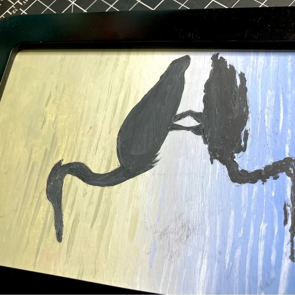 Small Waterscape Crane Painting
